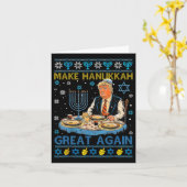 Carte Trump amusant et amusant fait d'Hanoukka une fois  (Fleur jaune)