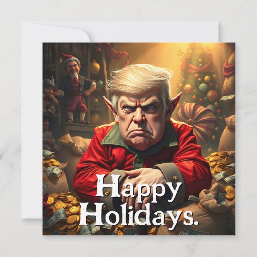 Carte Trump comme un elfe de Noël en colère (Devant)