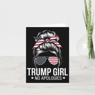 Carte Trump Girl Messy Bun drapeau américain Sungles Pat
