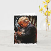 Carte Trump Holding Cats Joyeux Noël Festive Funny (Fleur jaune)