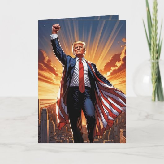 Carte "Trump the American Superhero Greeting Card" (Devant)