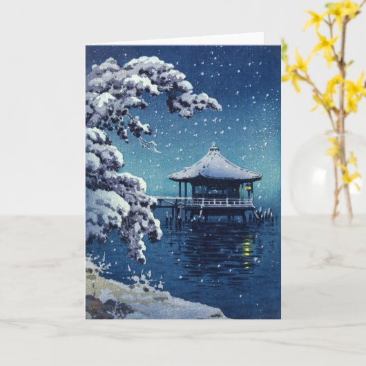 Carte Tsuchiya Koitsu - Neige sur l'Ukimido à Katada (Fleur jaune)