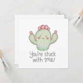 Carte Tu es coincé avec moi Cactus (Devant/Arrière en situation)