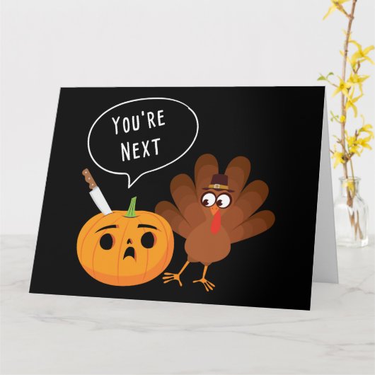 Carte Tu es le prochain Funny Pumpkin d'Action de grâce  (Fleur jaune)