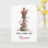 Carte Tu es ma Reine d'échecs de la Saint-Valentin (Fleur jaune)