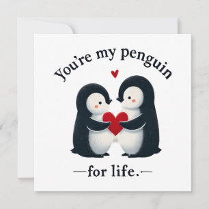 Carte Tu es mon manchot pour la vie couple 