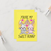 Carte Tu es mon mignon lapin pour la Saint-Valentin (Devant/Arrière en situation)