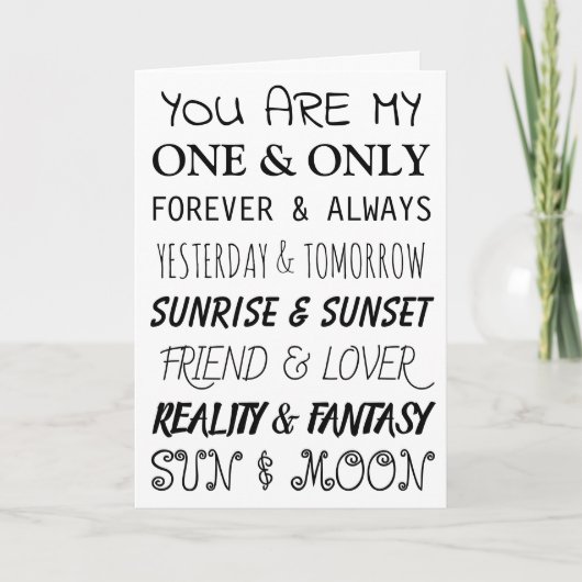 Carte Tu es mon unique | Romantique  (Devant)