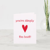 Carte Tu es tout simplement le meilleur ! | Red Heart Fê (Devant)