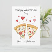 Carte Tu me complètes – Saint-Valentin pizza mignon et d (Debout devant)