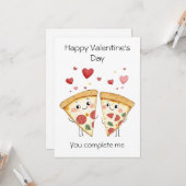 Carte Tu me complètes – Saint-Valentin pizza mignon & pu (Devant/Arrière en situation)