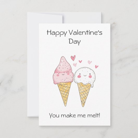 Carte "Tu me fais fondre !" – Glace mignonne et drôle (Devant)