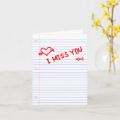 Carte tu me manque : papier de carnet (Fleur jaune)