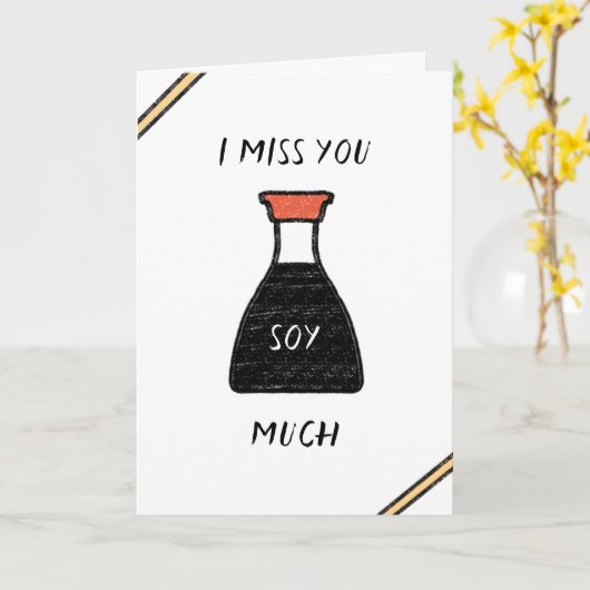 Carte "Tu me manques beaucoup de soja" "Faisons des sush (Fleur jaune)