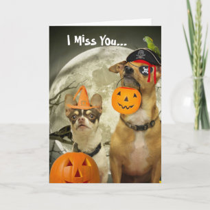 Carte Tu me manques Chihuahua d'Halloween