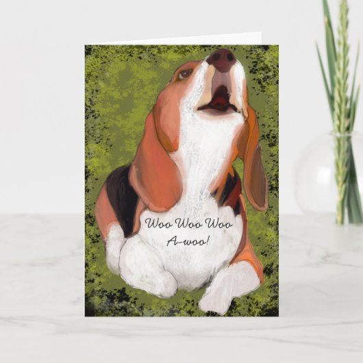 Carte Tu me manques ! Hurlement de Beagle mignon replié (Devant)