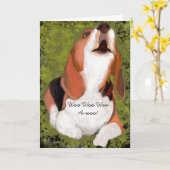 Carte Tu me manques ! Hurlement de Beagle mignon replié (Fleur jaune)