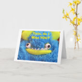 CARTE TU ME MANQUES, MONSTER DIT "OUI, JE LE FAIS" (Fleur jaune)