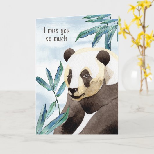 Carte Tu Me Manques Panda Bear (Fleur jaune)