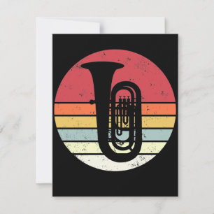 Carte Tuba cadeau, joueur de tuba rétro, orchestre