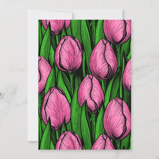 Carte Tulières roses avec feuilles verts (Devant)