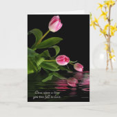 Carte Tulip réflection rose dans water annivesary (Fleur jaune)