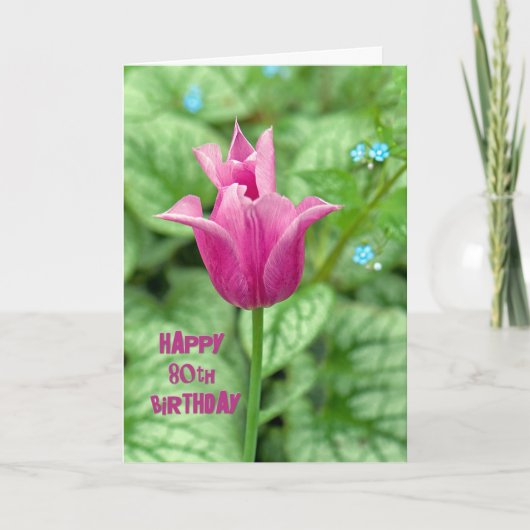 Carte Tulipe d'anniversaire 80e (Devant)