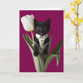 Carte Tulipe de chat noir (Fleur jaune)