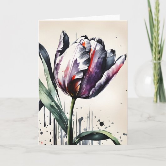 Carte Tulipe - Fleurs aquarelle (Devant)