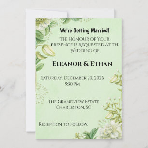 Carte Tulipe jaune vibrant et mariage formel de renoncul