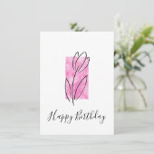 Carte Tulipe Linéaire Dessinée à la Main, Abstrait Aquar (Debout devant)