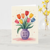 Carte Tulipe pour la plus douce des mamans (Fleur jaune)
