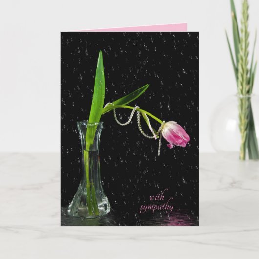 Carte tulipe rose avec perles sympathie (Devant)