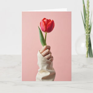 Carte Tulipe Rouge Pensée Pour Toi