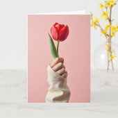 Carte Tulipe Rouge Pensée Pour Toi (Fleur jaune)