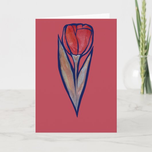 Carte Tulipe Rouge Printemps Nature (Devant)