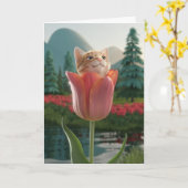 Carte Tulipe Tabby Orange (Fleur jaune)