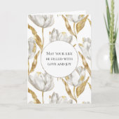 Carte Tulipes blanches d'or romantique Mariage floral (Devant)