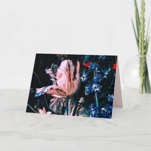 Carte TULIPES BLANCHES ROSES ,CUPIDONS ,FLEURS Anniversa (Devant)