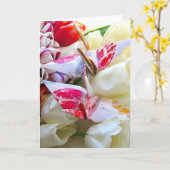 Carte Tulipes botaniques avec des grues de paix (Fleur jaune)