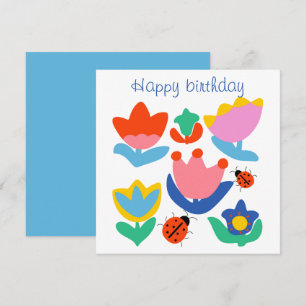 Carte Tulipes colorées customisées avec coccinelles