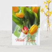 Carte Tulipes dans le Vase, pour mère (Fleur jaune)