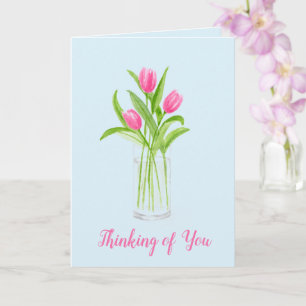 Carte Tulipes dans l'eau florale aquarelle peinte à la m