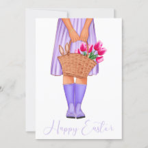 Tulipes de Lavande violette Fashion Girl Joyeux Pâ
