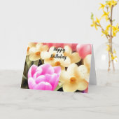 Carte Tulipes et Daffodiques Anniversaire (Fleur jaune)