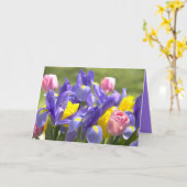 Carte Tulipes et iris fleurs vides à l'intérieur (Fleur jaune)