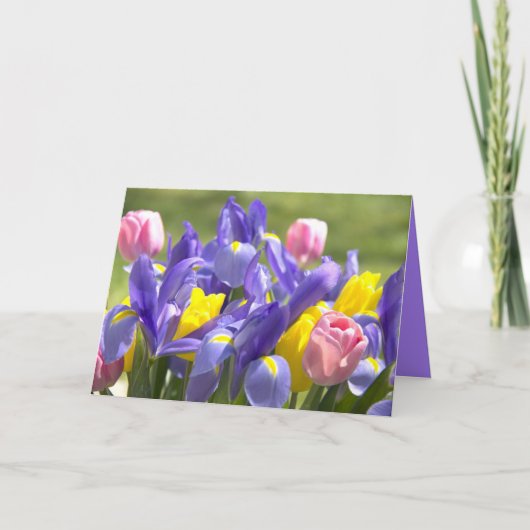 Carte Tulipes et iris fleurs vides à l'intérieur (Devant)