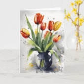 Carte Tulipes - Fleurs à l'aquarelle (Fleur jaune)