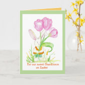 Carte Tulipes heureuses de lapin de petite-nièce de (Fleur jaune)