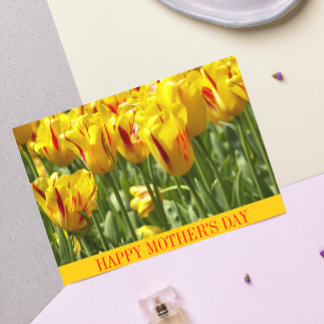 Carte Tulipes jaunes rayées Fête des mères florales